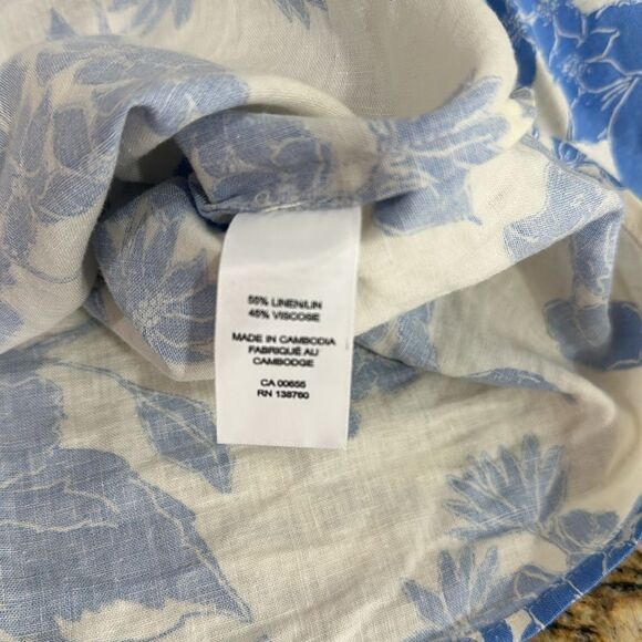 RW & Co Linen Blend Floral Print 3/4 Sleeve V-neck Top Blouse Size S - Picture 5 of 9